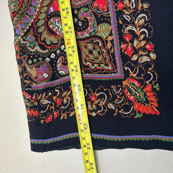 Zara Black Paisley Half-Wrap Festival Dress w/ Fringe Small - Picture 8 of 10